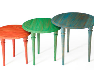 Blue Green Red nesting tables